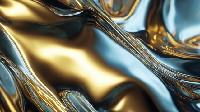 Digital abstract tech background liquid metal textures with reflective surfaces and sharp edges