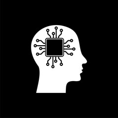 Face human technology icon isolated on black background