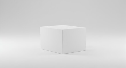 Fototapeta premium Closed White Cube Cardboard Packaging Box - Simple Product Mockup Template