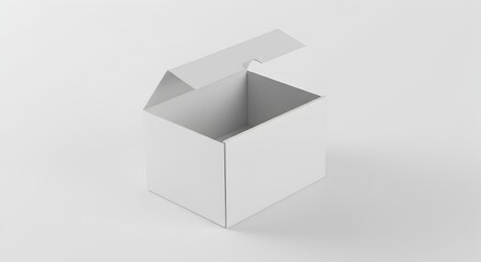 Fototapeta premium Open White Rectangular Cardboard Packaging Box - Blank Product Mockup Template
