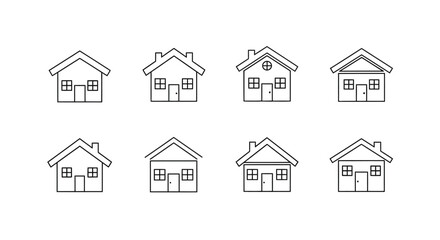 Collection of hand-drawn simple house icons for real estate and property projects vector