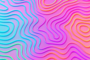 Neon contour lines on pastel gradient background with abstract flowing shapes and vibrant light effects in a modern artistic composition. Ai generative