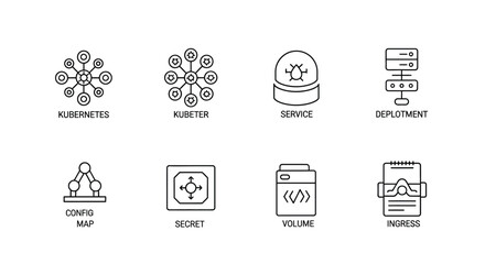 Collection of hand drawn icons representing network security and data management concepts vector