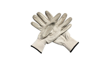 Crossed off-white leather work gloves on black