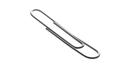 Metal paperclip on black, silver reflection