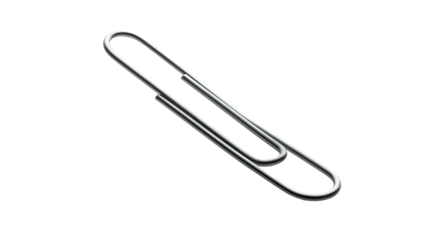 Metal paperclip on black, silver reflection