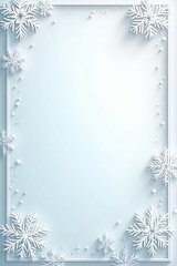 Frosted glass texture with intricate snowflake border, elegant greeting card template featuring a delicate white and pale blue color scheme