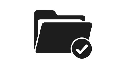 Folder icon with a checkmark symbolizing completion or success in document management vector