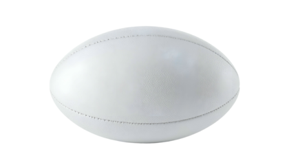 Oval white rugby ball against a black background