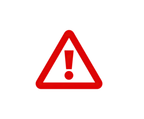 Red triangular warning sign with exclamation point