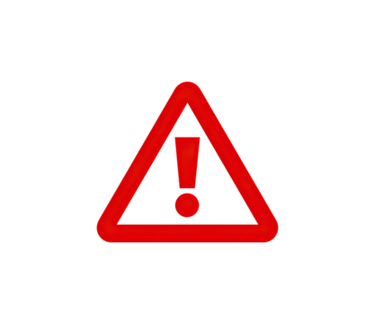 Red triangular warning sign with exclamation point
