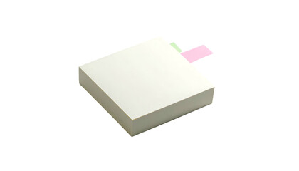 Square sticky note pad with pink/green tabs on black
