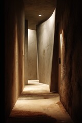 Obraz premium Textured Concrete Hallway with Warm Architectural Light
