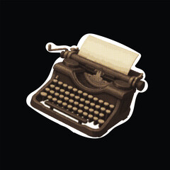 Vintage Typewriter with Paper and Halftone Effect