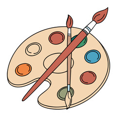 Artistic Palette with Brushes A Classic Combination for Creative Expression and Painting Projects