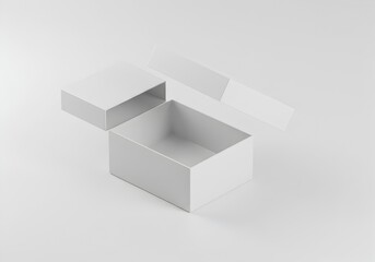 Fototapeta premium Open White Rectangular Box Mockup with Separated Floating Lid