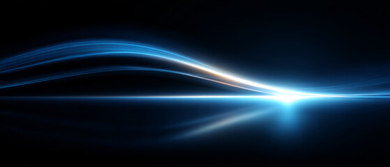 Fototapeta premium Glowing blue energy wave with light particles