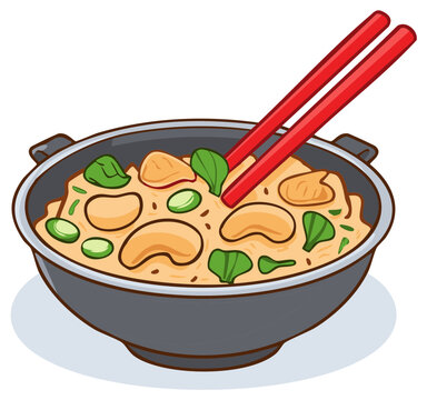 stir-fry noodles with red chopsticks clip art preview