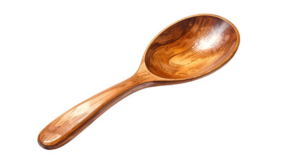 Smooth brown wooden spoon against a stark black background
