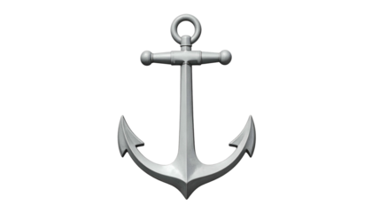 Silver anchor on a black background