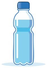 Naklejka premium Vector illustration of a water bottle with water inside, blue outline.