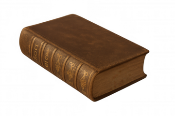 Old, ornate book presenting concepts of history, learning, literature, and wisdom on a transparent background, providing versatility for various designs