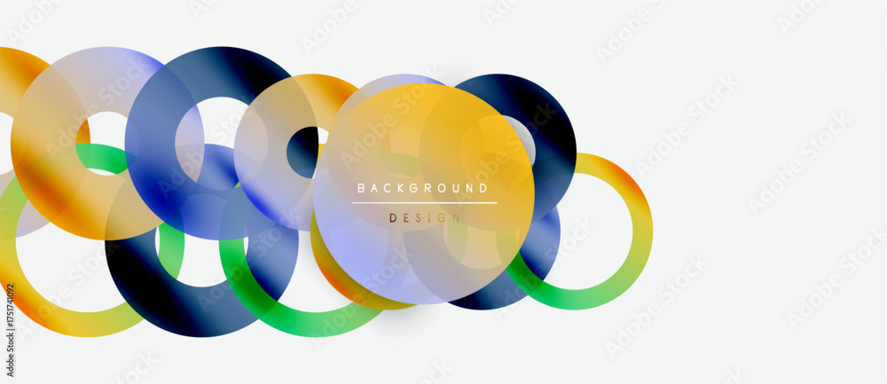 Poster abstract colorful overlapping circles create dynamic background. modern design elements suggest flui