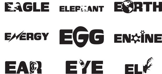 Bold Minimal Letter E Typography Silhouette – Modern Alphabet Design for Logo, Poster, and T-Shirt Art