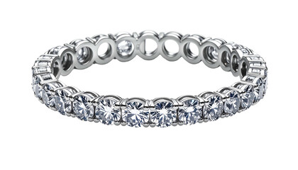 Eternity band circular ring with small, bright, clear gems set close