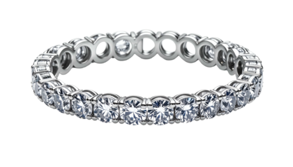 Eternity band circular ring with small, bright, clear gems set close