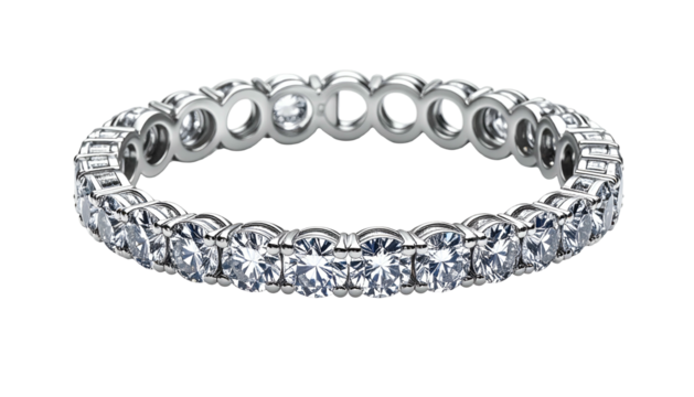 Eternity band circular ring with small, bright, clear gems set close