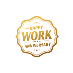 Happy work anniversary gold badge