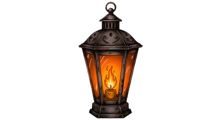 Lantern illustration with burning flame