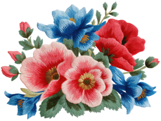 Detailed embroidered floral bouquet