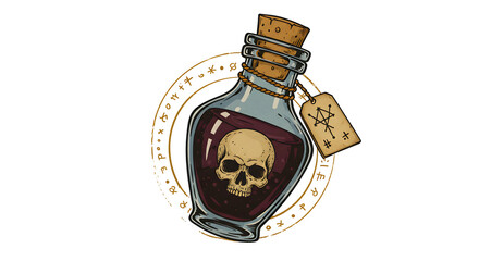 Mysterious potion bottle illustration