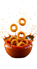 Onion rings with sauce splash