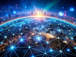 Obraz premium Global network over the world