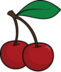 cherry of Cartoon Red Cherries