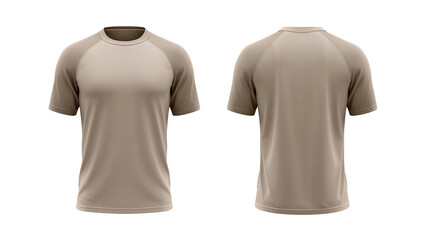 Fototapeta premium Plain Tan Short Sleeve T Shirt Mockup Front and Back