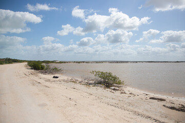 Nature reserve and salt mines in Río Lagartos on the Yucatan Peninsula in Mexico.