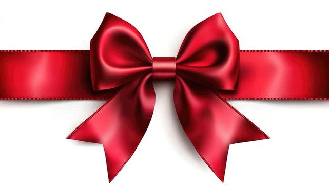 A simple red ribbon with a bow tied in the middle, set against a clean white background