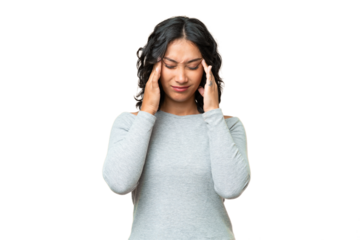 Young Argentinian woman over isolated background with headache