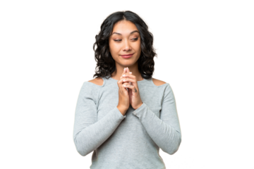 Young Argentinian woman over isolated background scheming something