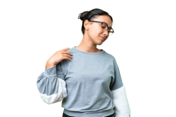 Young Uruguayan woman over isolated chroma key background with tired and sick expression