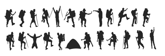 silhouette of mountain climber peak vacation camping