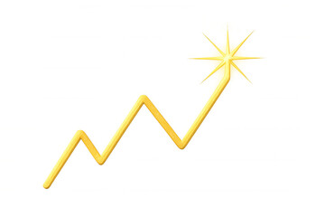 Gold rising chart with sparkling arrow showing business growth, finance success, and investment progress on transparent background