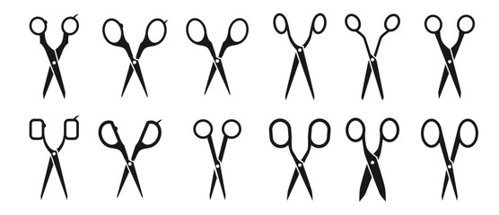 Silhouette scissors set vector illustration