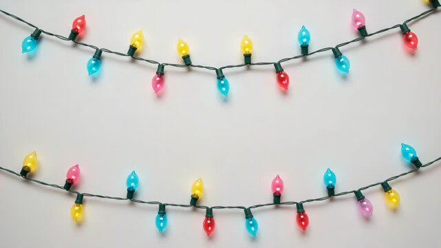 String of colorful christmas lights isolated on white background
