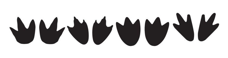 penguin footprints silhouette on white background