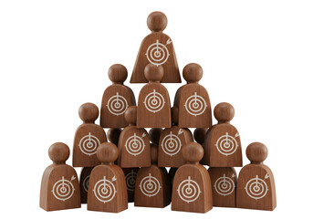 Wooden figures with target symbol formation